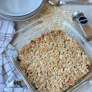 Apple crisp with pure maple syrup baked in pan