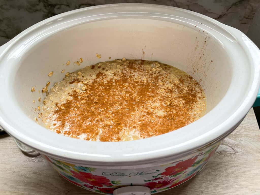 raw baked oatmeal in crockpot