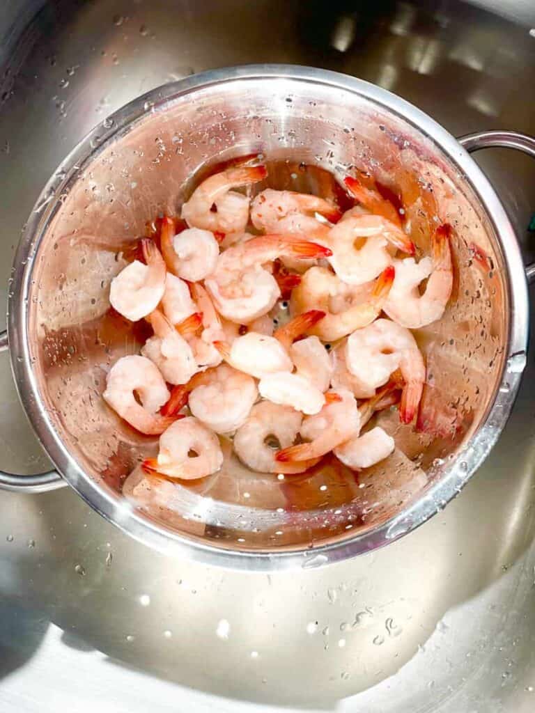 shrimp in colander