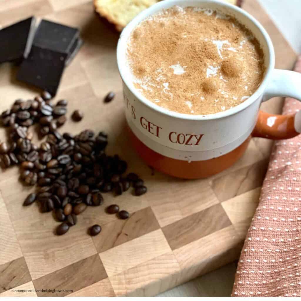 square image of hazelnut latte