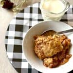 apple cobbler in the crockpot with sourdough topping