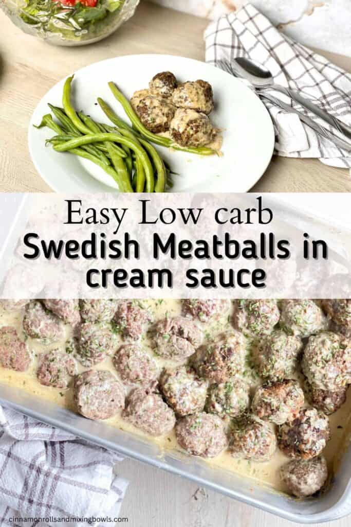 Pin for easy low carb Swedish meatballs in cream sauce
