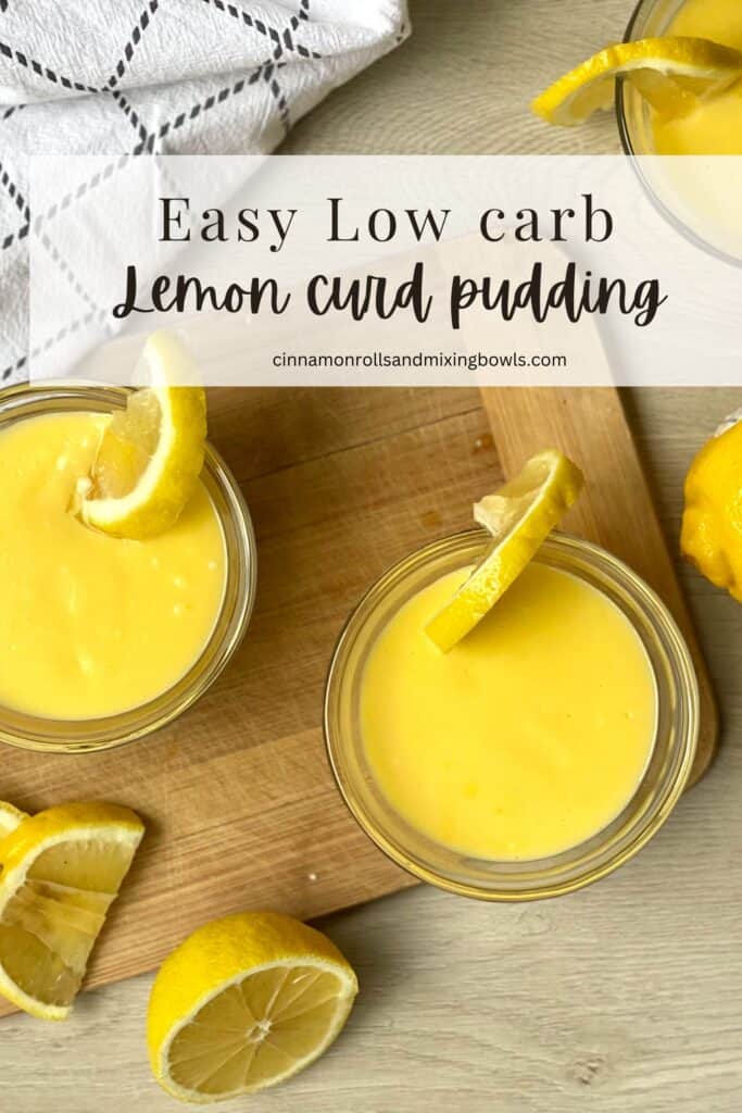 pin graphic for low carb lemon curd pudding