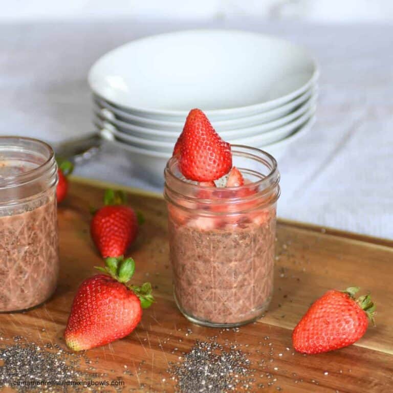 keto chocolate chia pudding in serving glass