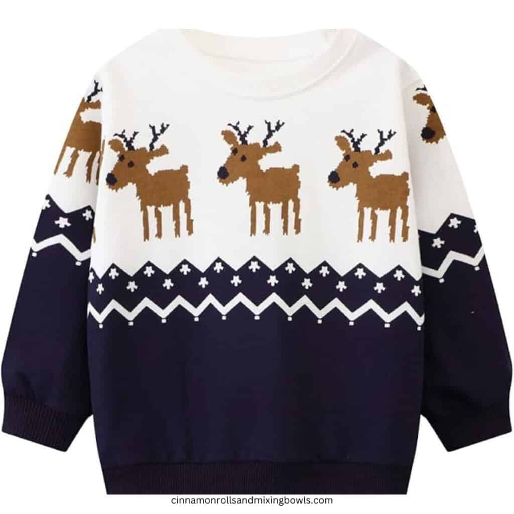 Toddler cotton holiday gift pullover with reindeer idea 