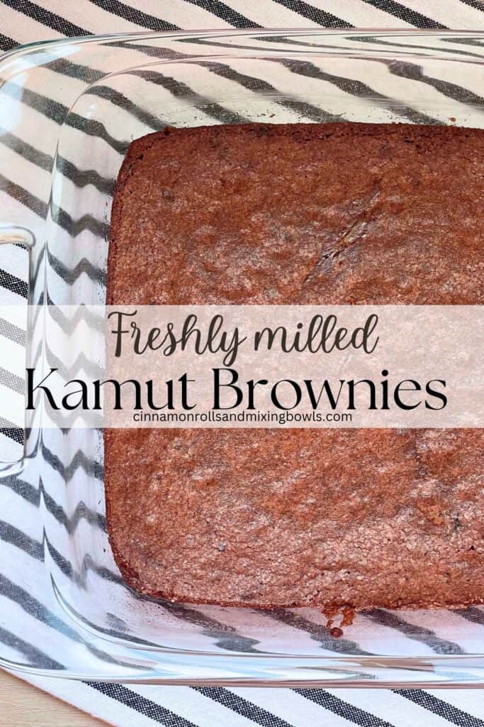 pin for fresh milled kamut brownies in pan baked 